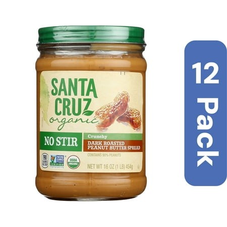 Santa Cruz Peanut Butter Crunchy Organic No Stir 16 Oz (Pack of 12)
