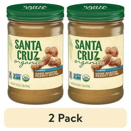 (2 Pack) Santa Cruz Organic Creamy Dark Roasted Peanut Butter  16 Ounces