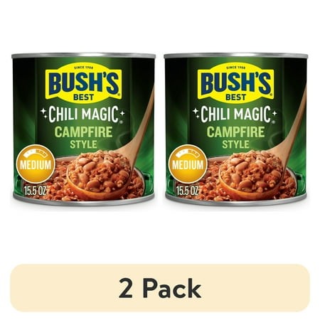 (2 Pack) Bush S Chili Magic Beans  Campfire Style Pinto Beans in Medium Chili Sauce  15.5 Oz Can