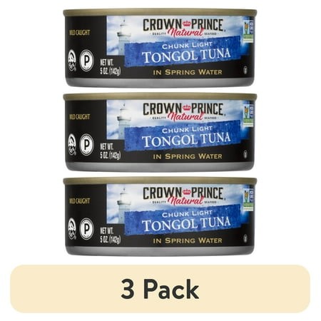 (3 Pack) Crown Prince Natural Chunk Light Tongol Tuna in Spring Water  5 Oz Can