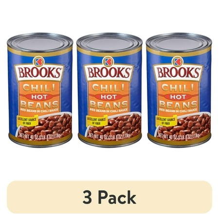 (3 Pack) Brooks Chili Beans  Canned Red Beans in Chili Sauce  Hot Flavor  40 Oz