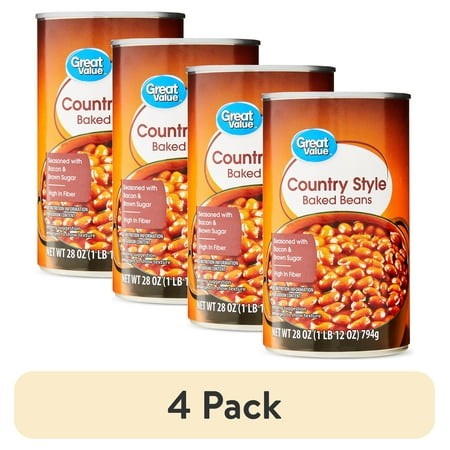 (4 Pack) Great Value Country Style Baked Beans  28 Oz Can