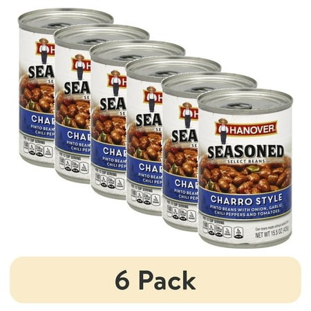 (6 Pack) Hanover Seasoned Select Charro Style Pinto Beans  15.5 Oz Can – Mexican-Inspired Heat-and-Serve Side