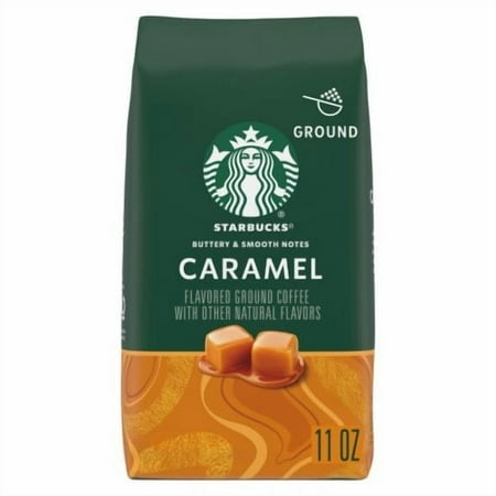 2X - Starbucks Light Roast Ground Coffee-Caramel Flavored Coffee-Naturally Flavored-100% Arabica 1 Bag (11 Oz)