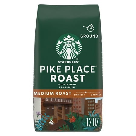 2X - Starbucks Medium Roast Ground Coffee - Pike Place Roast - 100% Arabica - 1 Bag (12 Oz.)