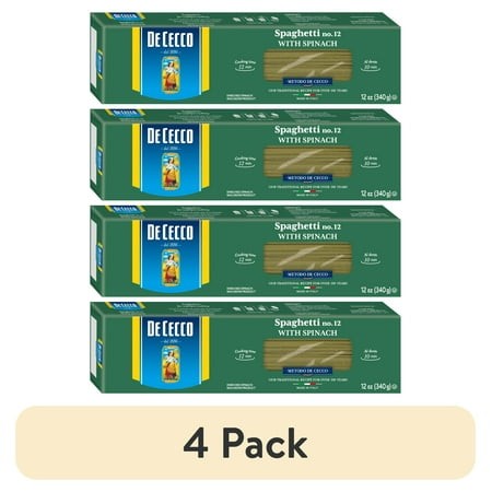 (4 Pack) De Cecco Spinach Spaghetti Pasta  Contains Wheat  No Dairy or Soy Allergens  16 Oz