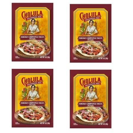 (4 Pack) Cholula Smoky Chipotle Taco - Medium Recipe Mix  1 Oz Envelope