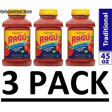 3 PACK - Ragu Old World Style Traditional Pasta Sauce (45 Oz.) Total 135 Oz