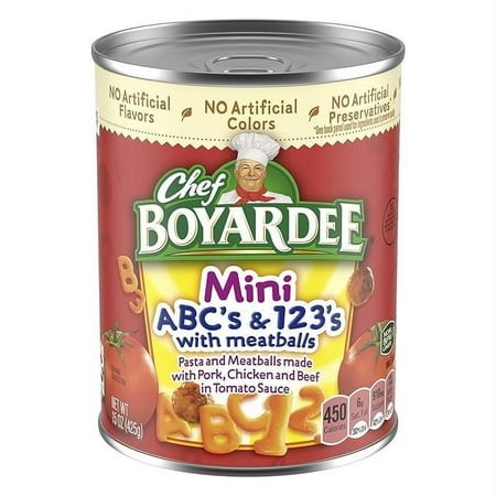 Chef Boyardee Mini-Bites ABC S & 123 S with Meatballs  15 Oz  1 Count (Pack of 2)