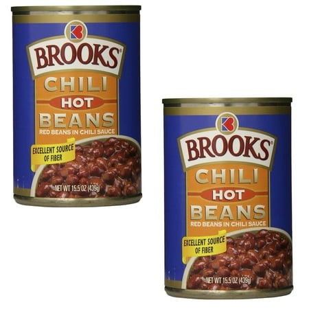 ( 2 Pack ) Brooks Chili Beans  Canned Red Beans in Chili Sauce  Hot Flavor  15.5 Oz