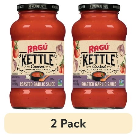 (2 Pack) RAGU Kettle Cooked Roasted Garlic Pasta Sauce  24 Oz
