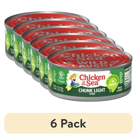 (6 Pack) Chicken of the Sea Chunk Light Tuna in Water 25% Less Sodium 5 Oz