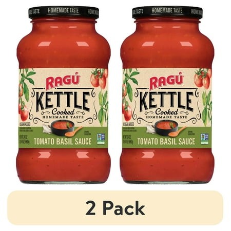 (2 Pack) RAGU Kettle Cooked Tomato Basil Pasta Sauce  24 Oz