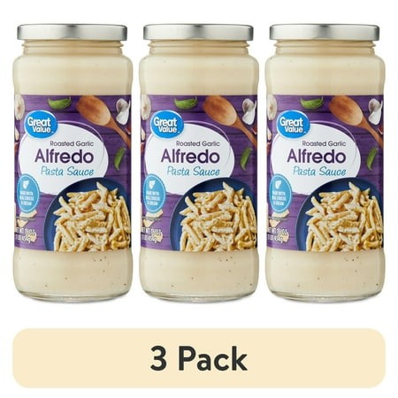 (3 Pack) Great Value Roasted Garlic Alfredo Pasta Sauce  16 Oz