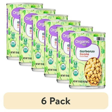 (6 Pack) Great Value Organic Chick Pea Garbanzo Beans  15 Oz Can
