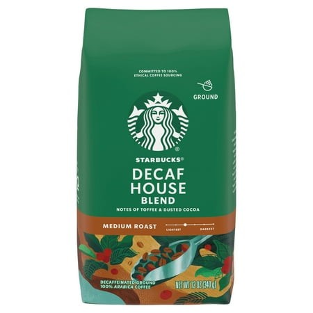 Starbucks Medium Roast House Blend Decaf Ground Coffee 12 Oz Package May Vary
