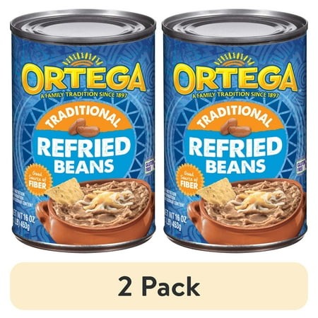 (2 Pack) Ortega Traditional Refried Pinto Beans  Gluten Free  16 Oz (Canned)