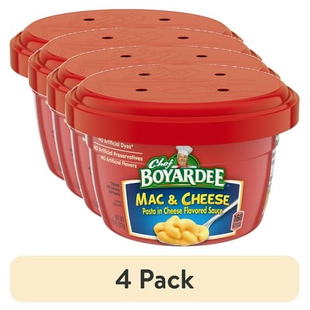 (4 Pack) Chef Boyardee Mac and Cheese  Microwavable Meal  7.5 Oz. Bowl