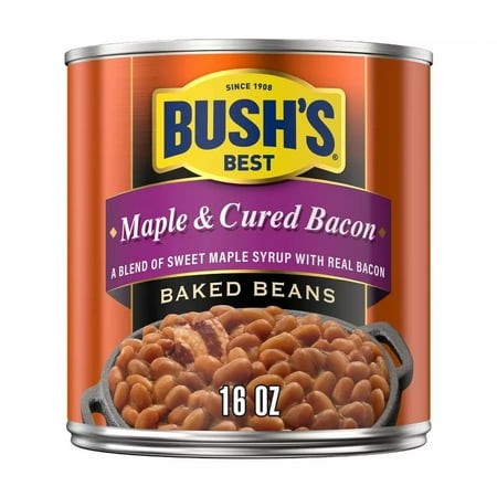Bush S Maple Cured Bacon Baked Beans 16oz (Pack of 2)