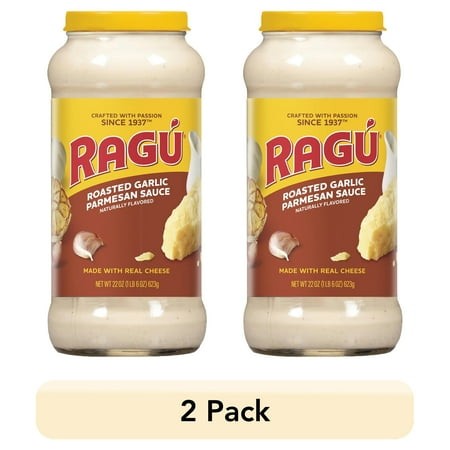 (2 Pack) Ragu Roasted Garlic Alfredo Sauce  Made with Real Cheese  22 Oz