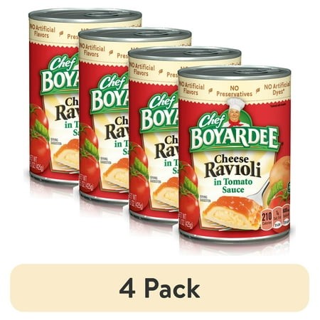 (4 Pack) Chef Boyardee Cheese Ravioli in Tomato Sauce  Ready-to-Eat Meal  15 Oz. Can