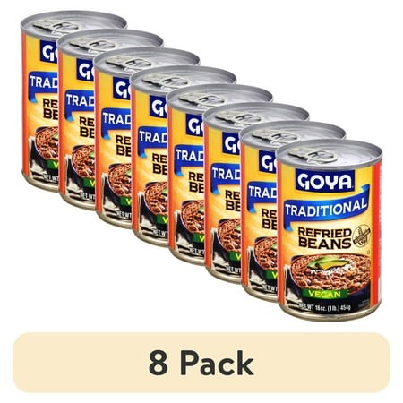 (8 Pack) Goya Refried Pinto Beans Traditional  16 Oz Can