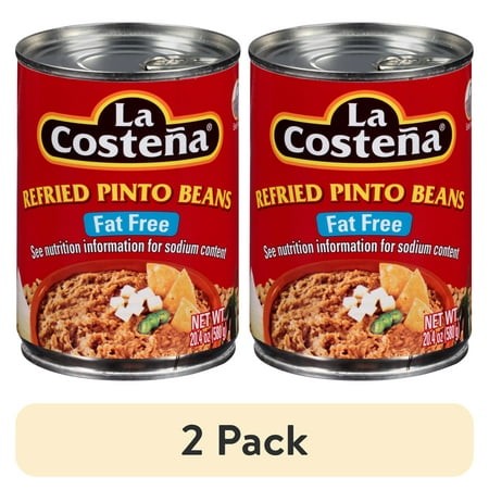 (2 Pack) La Costeña Canned Fat Free Refried Pinto Beans  20.4 Oz