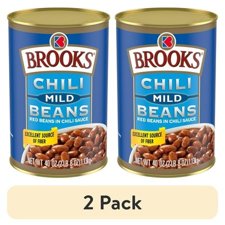 (2 Pack) Brooks Chili Beans  Canned Red Beans in Chili Sauce  Mild Flavor  40 Oz