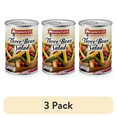 (3 Pack) Hanover Premium Three Bean Salad  16 Oz Can – Canned Bean Salad with Green  Wax & Kidney Beans in Tangy Dressing