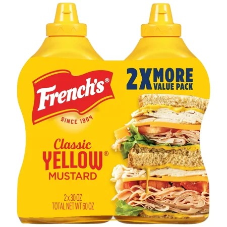 100% Natural Classic Yellow Mustard – 30 Oz. Each  2-Pack – Authentic &