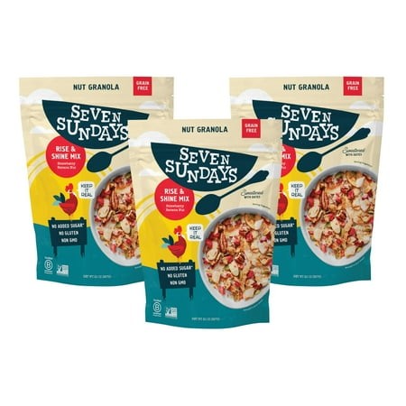 Seven Sundays Nut Granola MSF2 Cereal  Rise & Shine Strawberry Banana Nut  20 Oz (Pack of 3)  Grain & Gluten Free  5g Protein  5g Net Carbs  Keto Frie