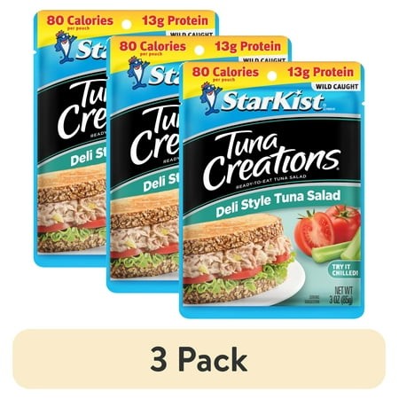 (3 Pack) StarKist Tuna Creations  Deli Style Tuna Salad  Wild Caught  13g Protein  3 Oz Pouch