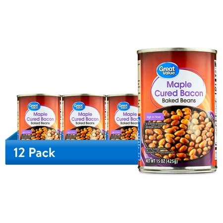 (12 Pack) Great Value Maple Cured Bacon Baked Beans  15 Oz