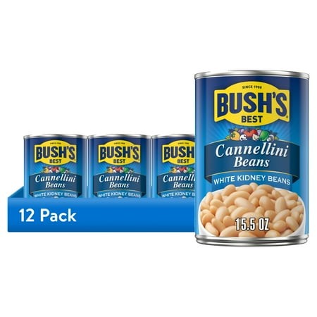 (12 Pack) Bush S Cannellini Beans  Canned White Kidney Beans  15.5 Oz Can