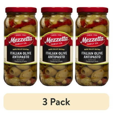 (3 Pack) Mezzetta Napa Valley Bistro™ Italian Olive Antipasto with Chardonnay & Herbs  16 Oz Jar  Gluten Free Certified