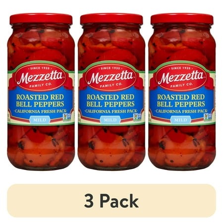 (3 Pack) Mezzetta Roasted Red Bell Peppers  16 Oz Jar - CA Only