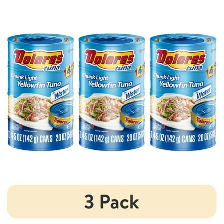 (3 Pack) (4 Cans) Dolores® Tuna in Water  Chunk Light Yellowfin in Water  5 Oz