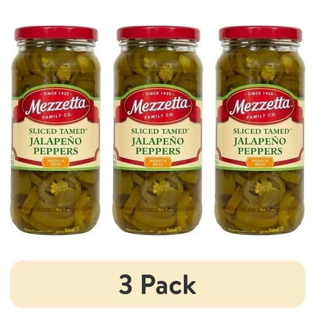 (3 Pack) Mezzetta Sliced Tamed™ Jalapeño Peppers  16 Fl Oz Jar