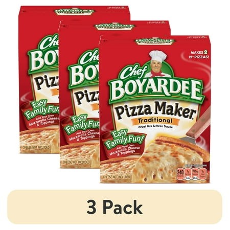 (3 Pack) Chef Boyardee Cheese Pizza Maker  Crust Mix and Pizza Sauce Meal Kit  31.85 Oz