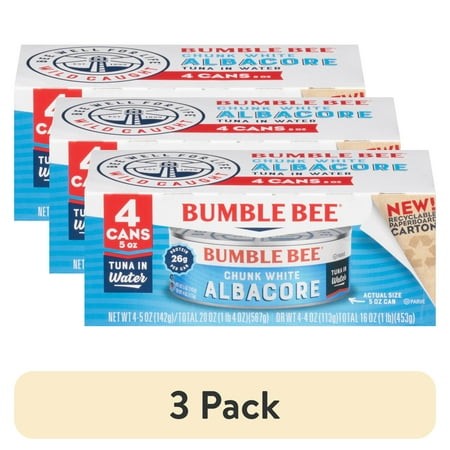 (3 Pack) Bumble Bee Chunk White Albacore Tuna in Water  Wild Caught  Gluten Free  Shelf Stable Can  5 Oz (Pack of 4)