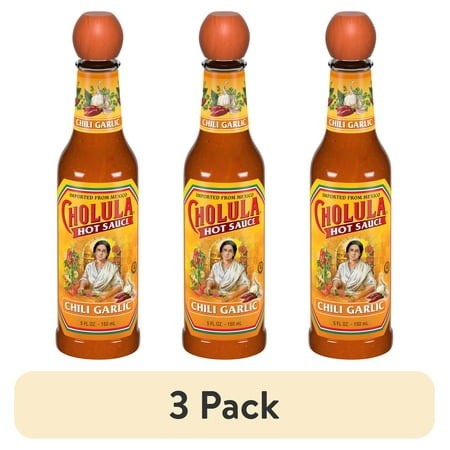 (3 Pack) Cholula Non-GMO Kosher Chili Garlic Hot Sauce  5.0 Fl Oz Bottle