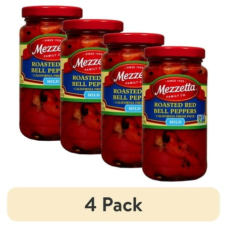 (4 Pack) Mezzetta Roasted Red Bell Peppers  10 Oz Jar