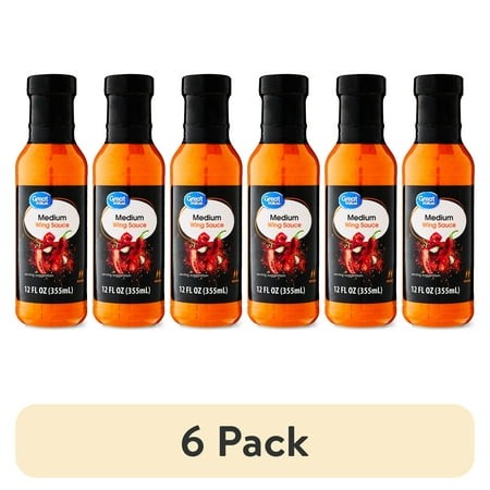 (6 Pack) Great Value Medium Wing Sauce  12 Fl Oz