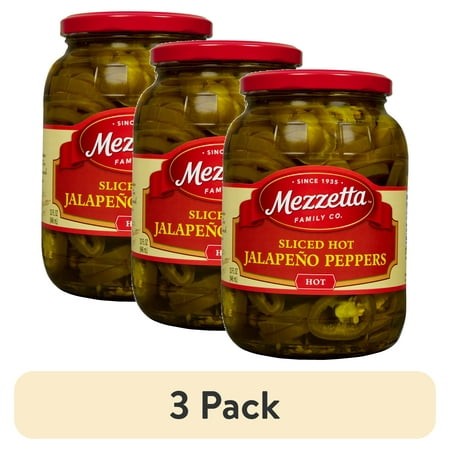 (3 Pack) Mezzetta Sliced Hot Jalapeño Peppers  32 Fl Oz Jar