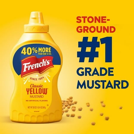 French S No Artificial Flavors Kosher Classic Yellow Mustard 20 Oz Bottle (Pack of 6)