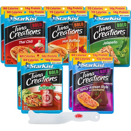 Starkist Tuna Creations  5 Flavor  2.6 Oz Pouch (Pack of 10) with by the Cup Spatula Knife