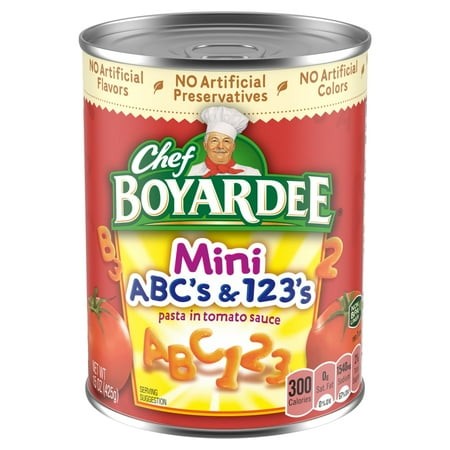 Chef Boyardee Mini ABC S & 123 S Pasta in Tomato & Cheese Sauce 15 Oz - Pack of 2