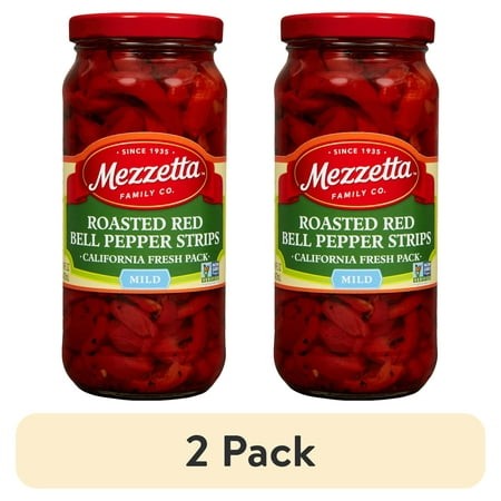 (2 Pack) Mezzetta Roasted Red Bell Pepper Strips  16 Fl Oz Jar
