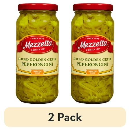 (2 Pack) Mezzetta Sliced Golden Greek Peperoncini  16 Fl Oz Jar