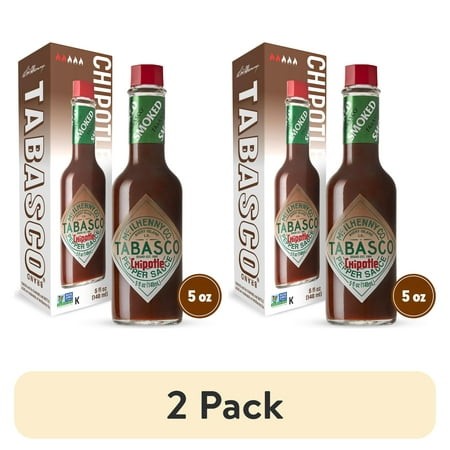 (2 Pack) Tabasco Chipotle Pepper Sauce  5 Oz Regular Glass Bottle Containing Liquid Hot Sauce  Gluten Free